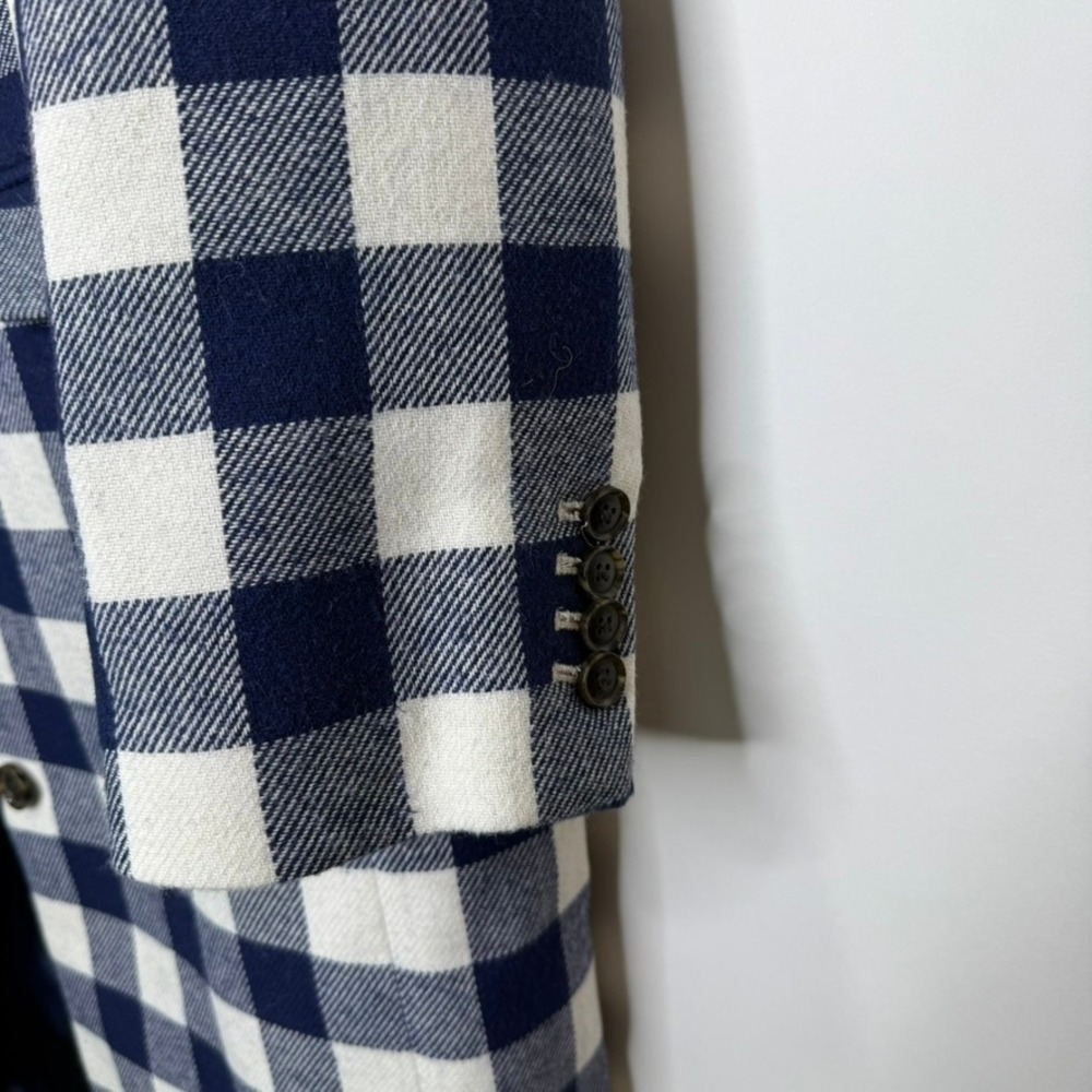 NWT J.Crew Alfie Topcoat in Buffalo Check Italian Wool Navy‎ 14 - Picture 7 of 11